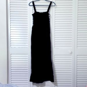 LOFT black paper bag tie waist wide leg jumpsuit with pockets.